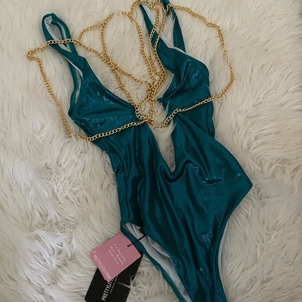 Metallic Harness Chain Swimsuit •NWT